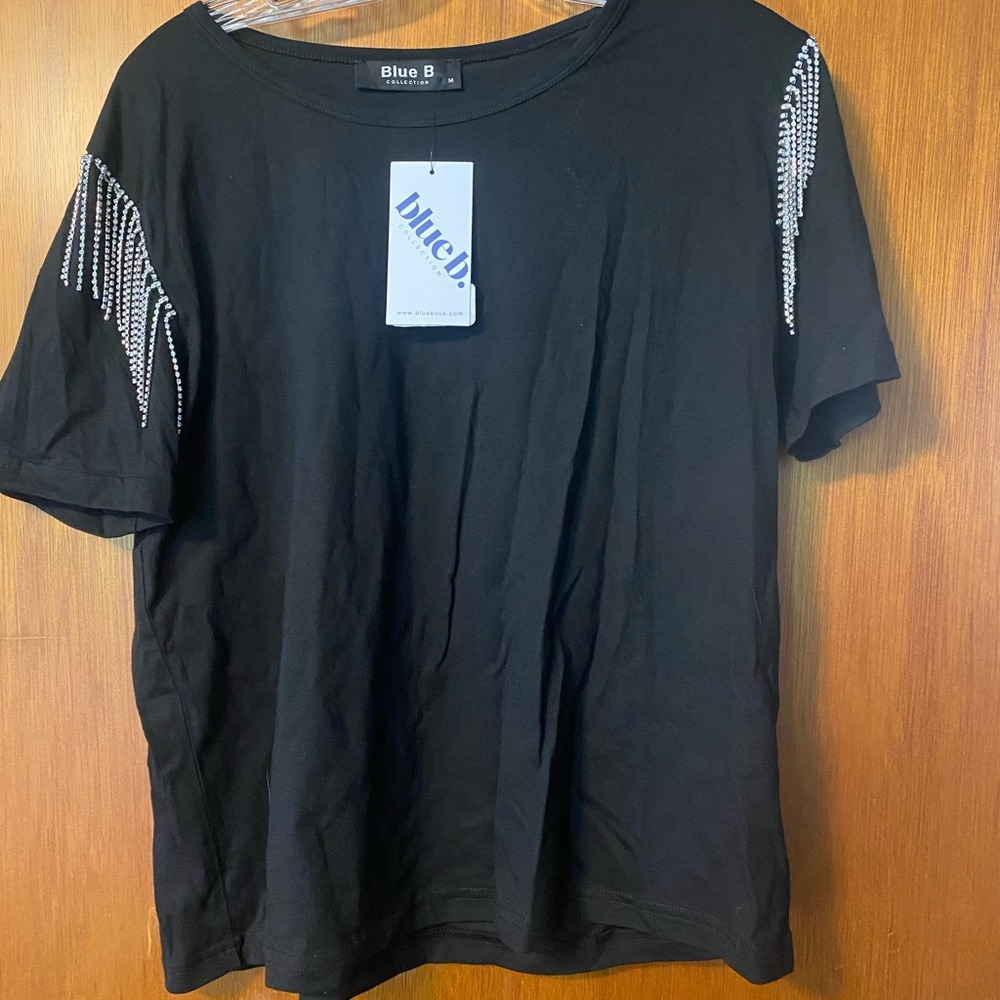 Womens bling fringe T-shirt